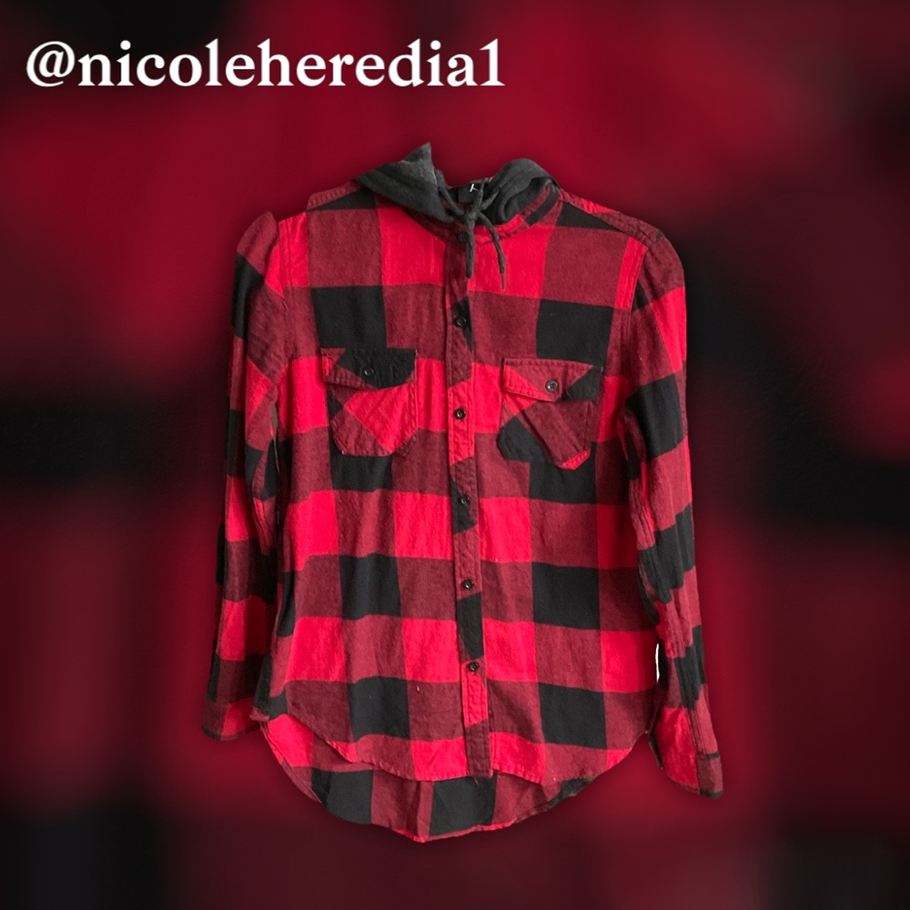 Hoodie Button-Up Flannel Shirt